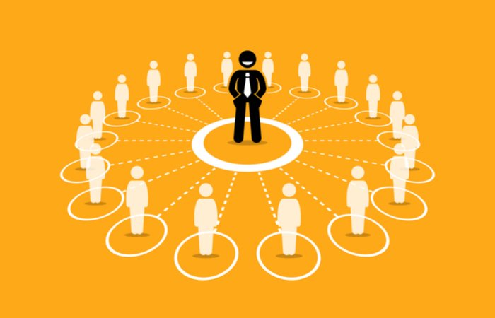 A circular ecosystem diagram showing a manufacturer at the center connected to various distribution partners like wholesalers, retailers, VARs, and affiliates.