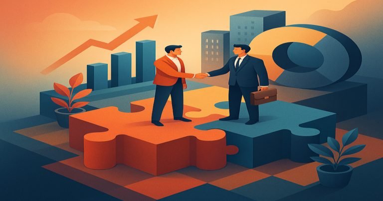 An organizational diagram showing two parent companies contributing resources to form a new, separate Joint Venture company with its own management and board.