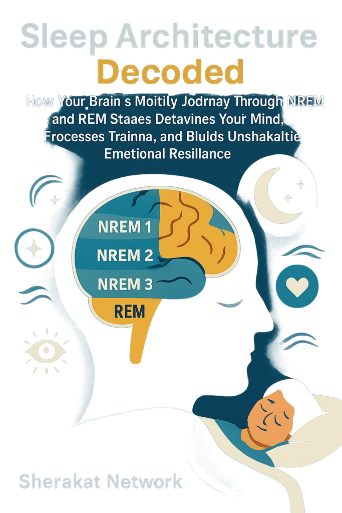 A detailed hypnogram graph showing the progression through NREM and REM sleep stages across 8 hours, with cycles highlighted.