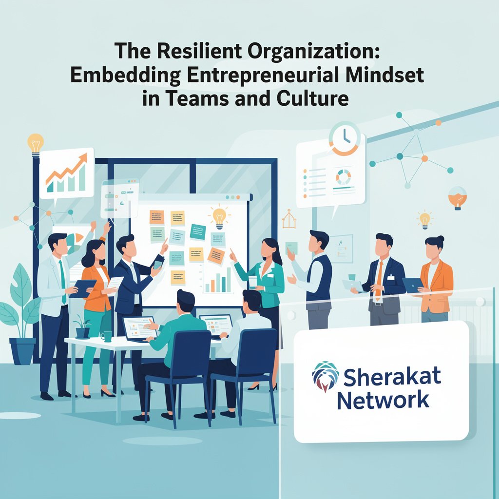 Four-phase framework diagram showing assessment, foundational design, cultural embedding, and evolution stages of building organizational resilience