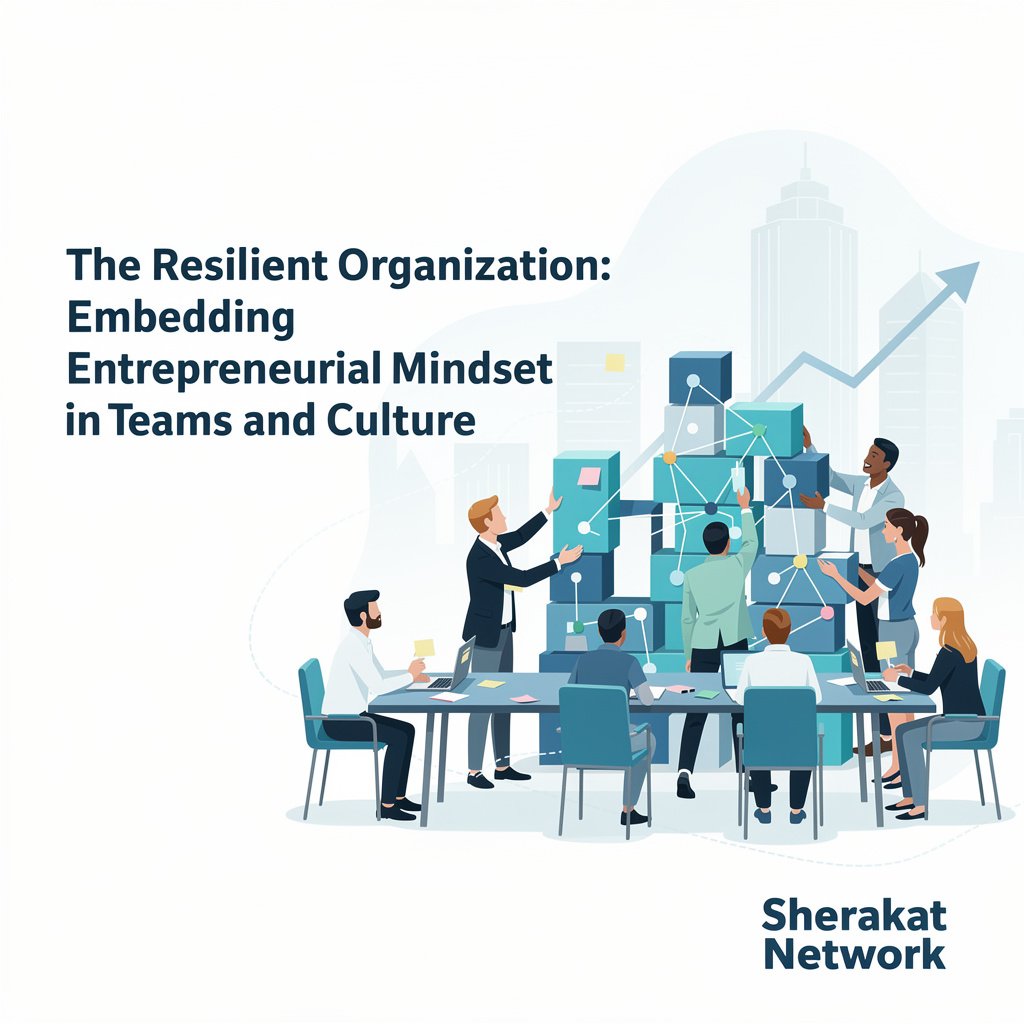 Four-phase framework diagram showing assessment, foundational design, cultural embedding, and evolution stages of building organizational resilience