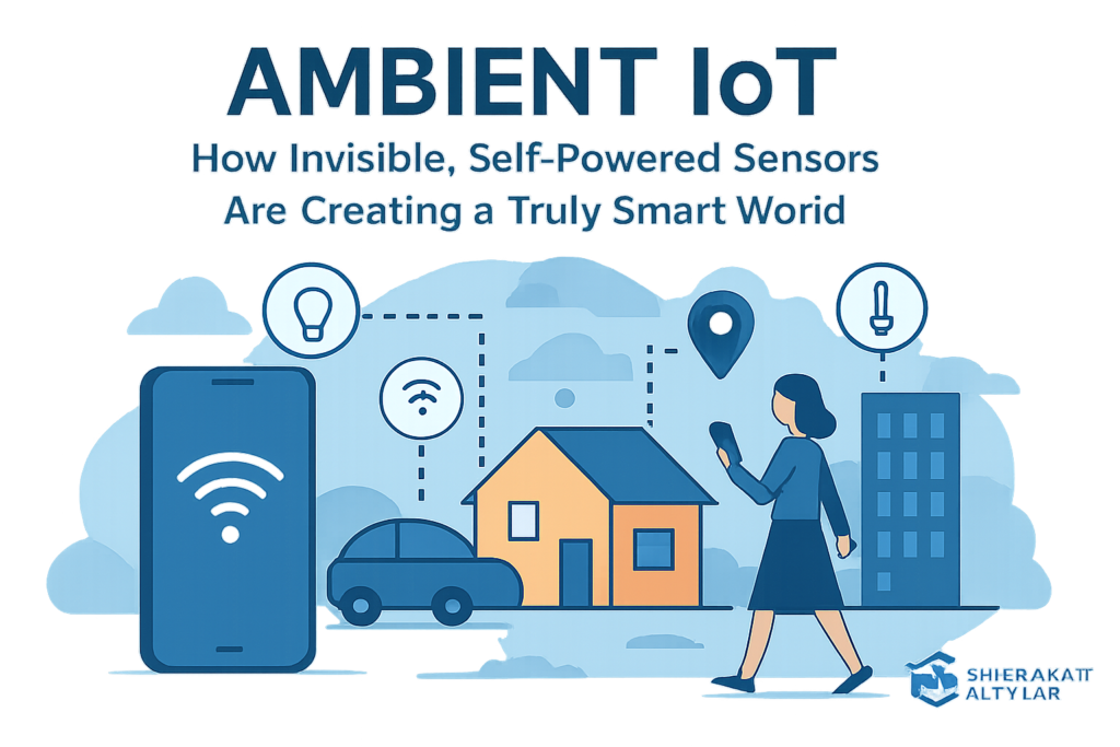 Visual timeline showing four-phase implementation roadmap for ambient IoT over 18 months with activities, deliverables, and success metrics