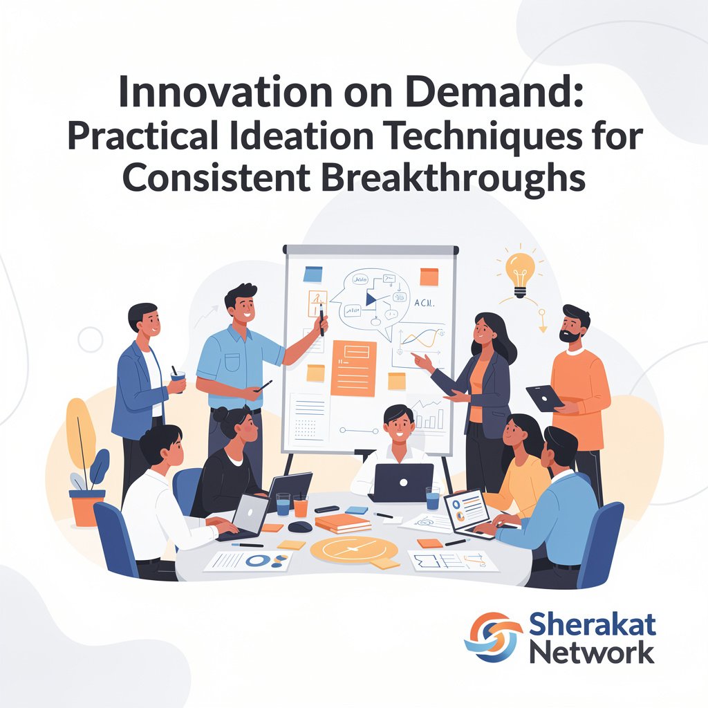 Five-stage innovation value chain diagram showing opportunity sensing, idea generation, concept development, idea selection, and experiment design