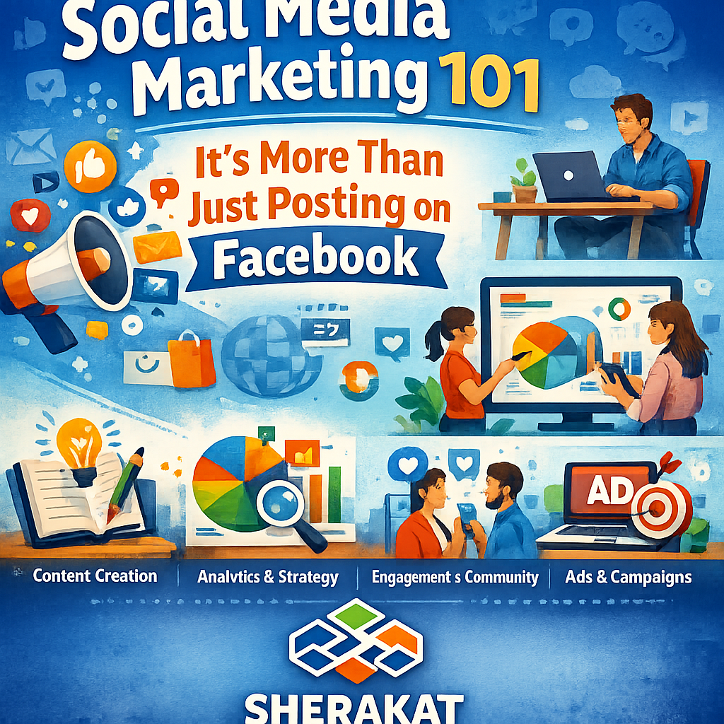 A circular diagram illustrating the Social Media Marketing Flywheel with phases: Strategic Foundation, Content Engine, Community Activation, Strategic Amplification, Analysis & Optimization.