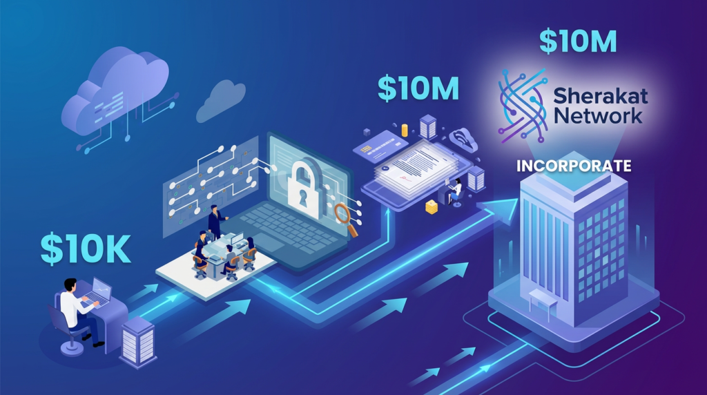 An infographic illustrating the five-stage growth model for a bootstrapped SaaS company, showing key milestones, activities, and mindsets for each stage.