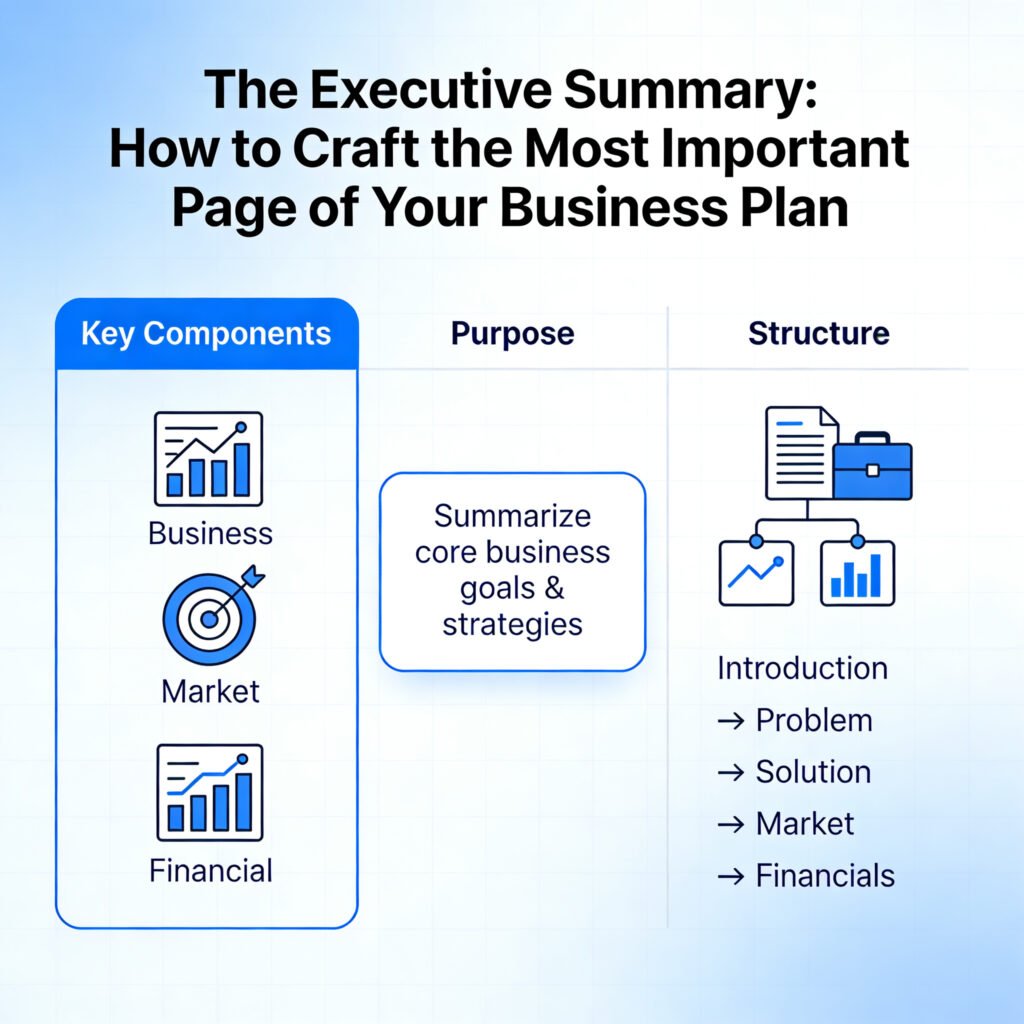 Graphic of an eye scanning a page, with callouts pointing to where a reader looks for Problem, Solution, Traction, Team, and Ask.