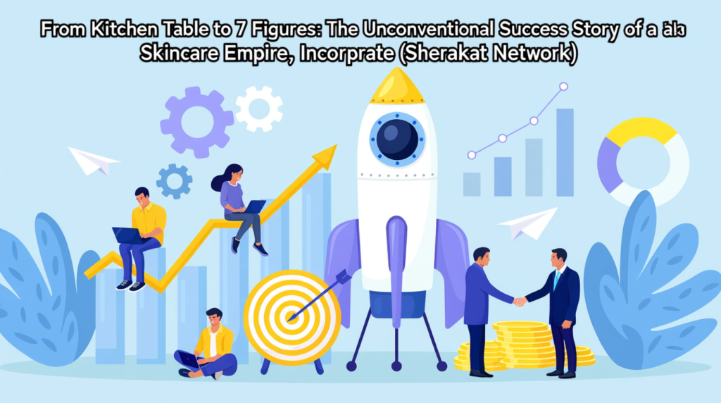 Infographic showing the three-phase growth timeline of Earthen Glow skincare from side hustle to 7-figure business from 2021 to 2025.