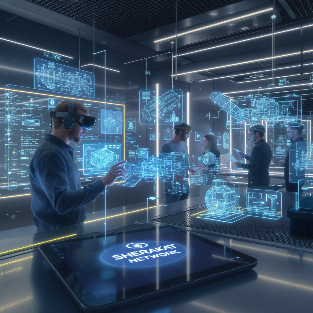 Comparison chart showing different spatial computing devices from high-end VR headsets to mobile AR, with their best industrial applications and limitations