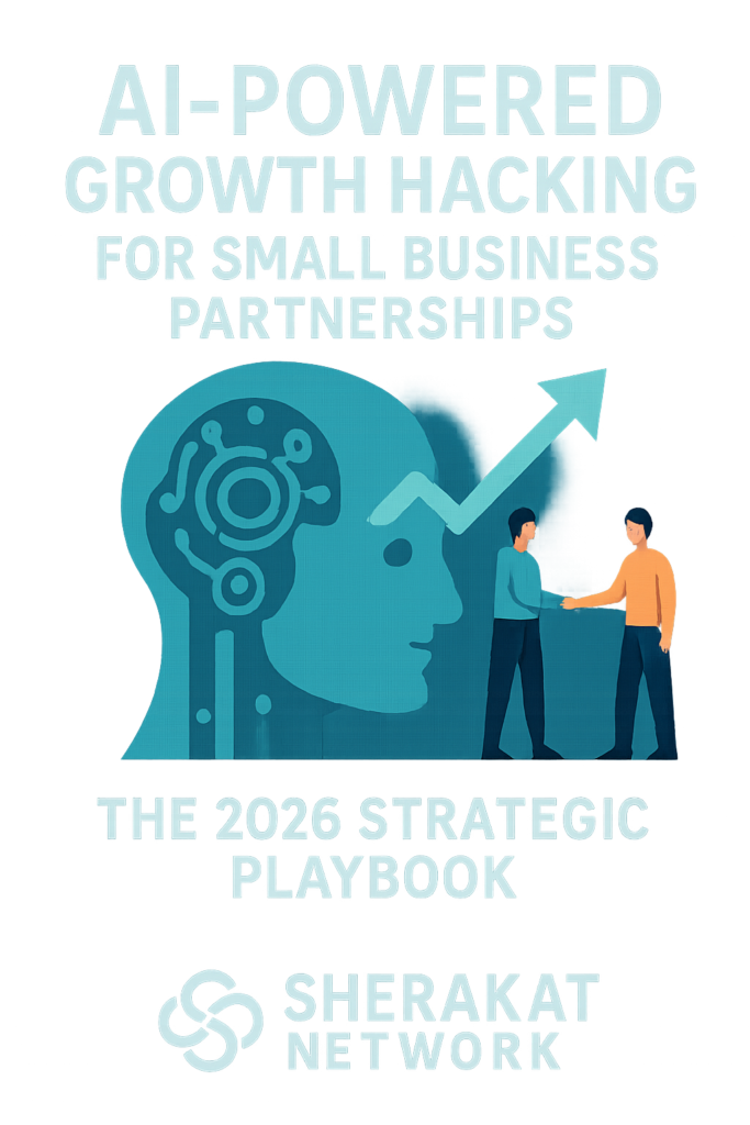 Comprehensive visual diagram showing the eight-component partnership growth engineering framework: Growth Diagnostic, Partner Identification, Partnership Architecture, Implementation, Growth Execution, Scale Planning, Ethical Governance, and Continuous Learning