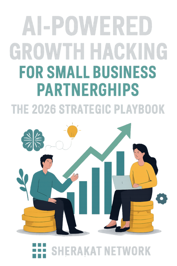 Comprehensive visual diagram showing the eight-component partnership growth engineering framework: Growth Diagnostic, Partner Identification, Partnership Architecture, Implementation, Growth Execution, Scale Planning, Ethical Governance, and Continuous Learning
