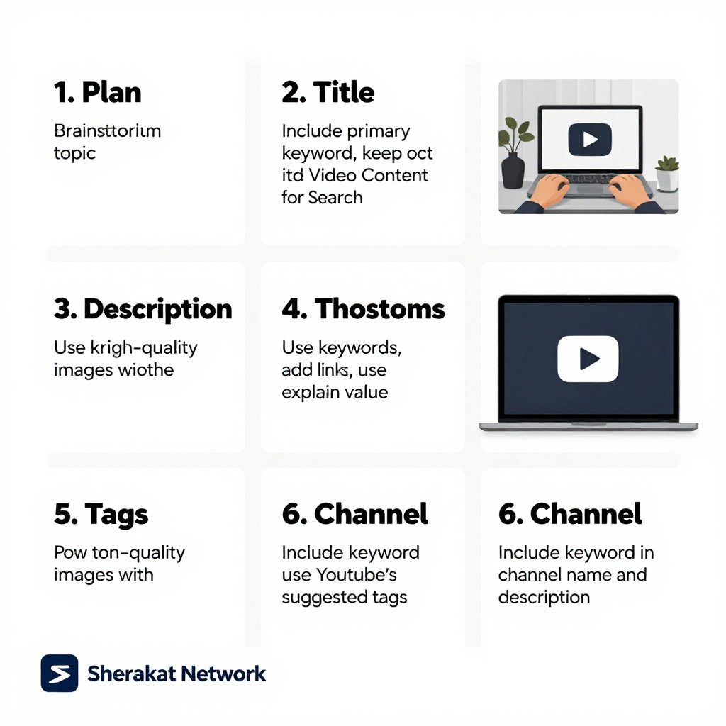 A pyramid diagram showing the hierarchy of YouTube ranking factors: Watch time and engagement at the top, followed by metadata optimization, then channel authority, and finally promotion.