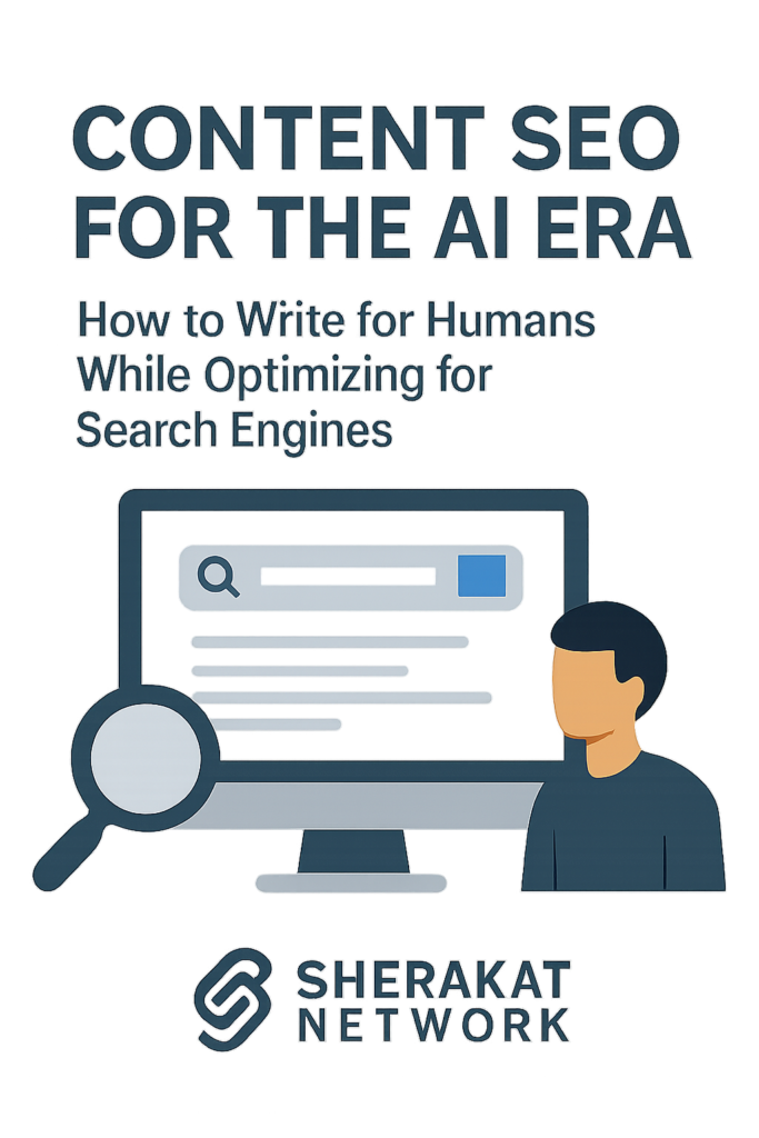 A flowchart showing the human-AI content workflow: Strategy (human-only), Research (AI-assisted), Outlining (AI-assisted), Drafting (AI-assisted), Human Enhancement (human-only), Editing (human-only), Publishing (human-only), Refreshing (human-led).