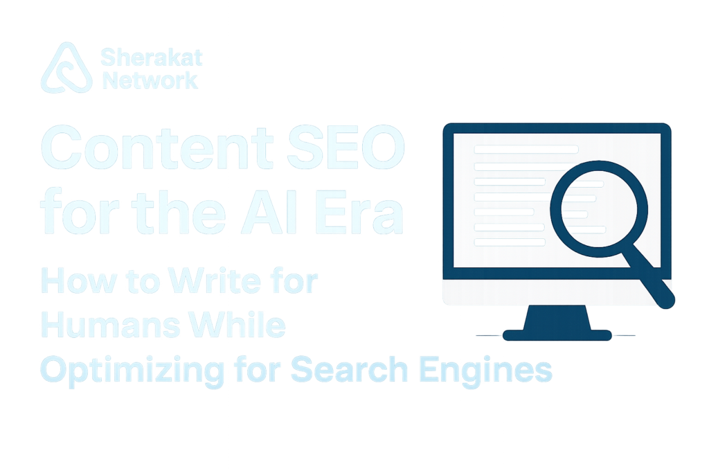 A flowchart showing the human-AI content workflow: Strategy (human-only), Research (AI-assisted), Outlining (AI-assisted), Drafting (AI-assisted), Human Enhancement (human-only), Editing (human-only), Publishing (human-only), Refreshing (human-led).