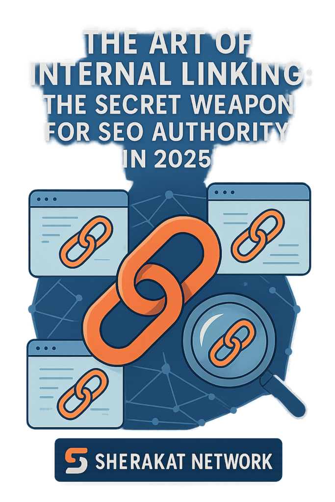 A side-by-side comparison showing an orphan page with no incoming internal links and a well-linked page with five incoming internal links from relevant content.