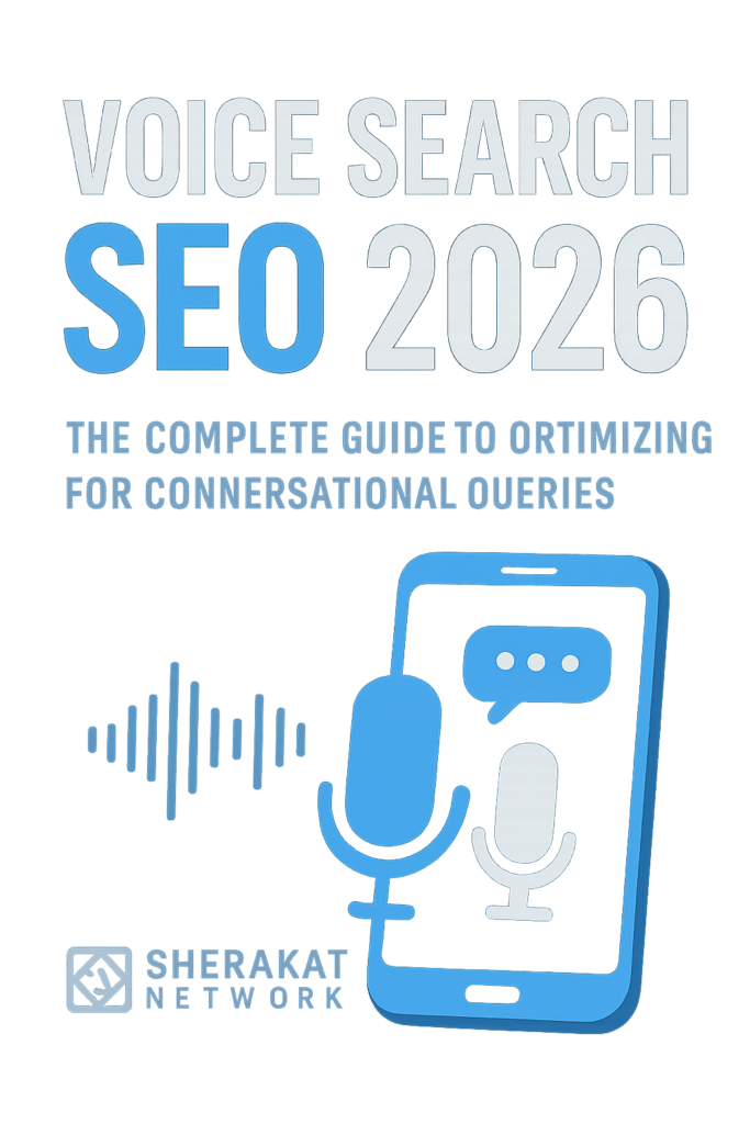 A comparison diagram showing typed search queries (short, fragmented, keyword-focused) versus voice search queries (long, conversational, question-focused).