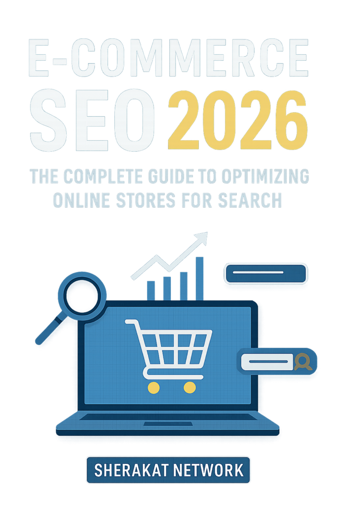 A diagram showing e-commerce SEO architecture: homepage links to category pages, category pages link to product pages and each other, product pages link to related products and back to categories.