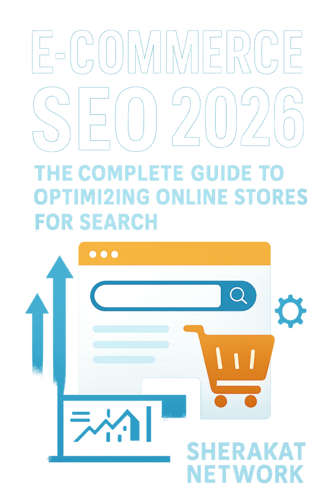 A diagram showing e-commerce SEO architecture: homepage links to category pages, category pages link to product pages and each other, product pages link to related products and back to categories.