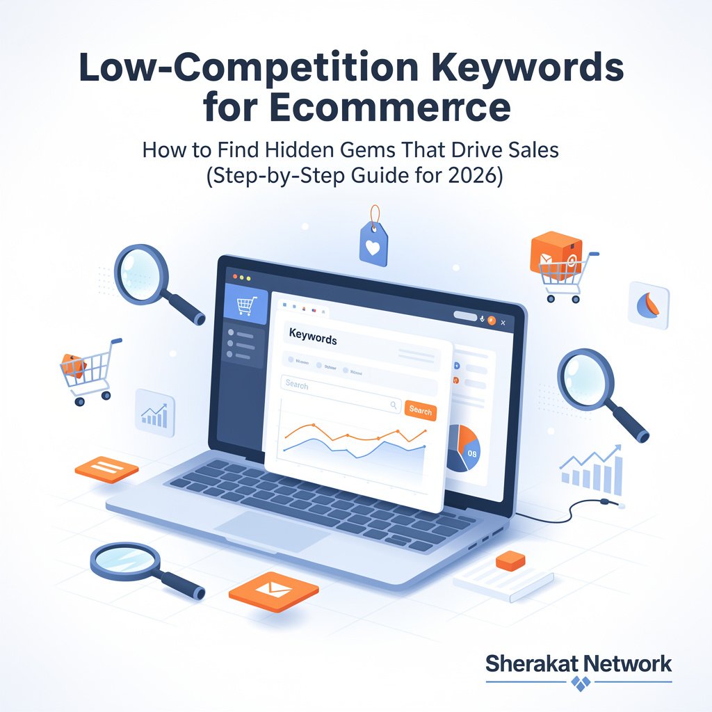 Bar chart comparing High Competition keywords (Shoes, Coffee) vs Low Competition long-tail keywords (Waterproof hiking boots women size 9) showing lower volume but higher conversion intent.