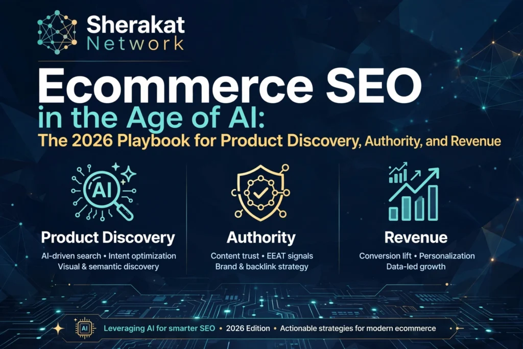 Diagram showing the evolution from Search Engine (retrieves list of blue links) to Answer Engine (generates synthesized answer) to Agentic Commerce (AI shopping assistants that complete purchases). Each stage shows decreasing clicks and increasing AI involvement.