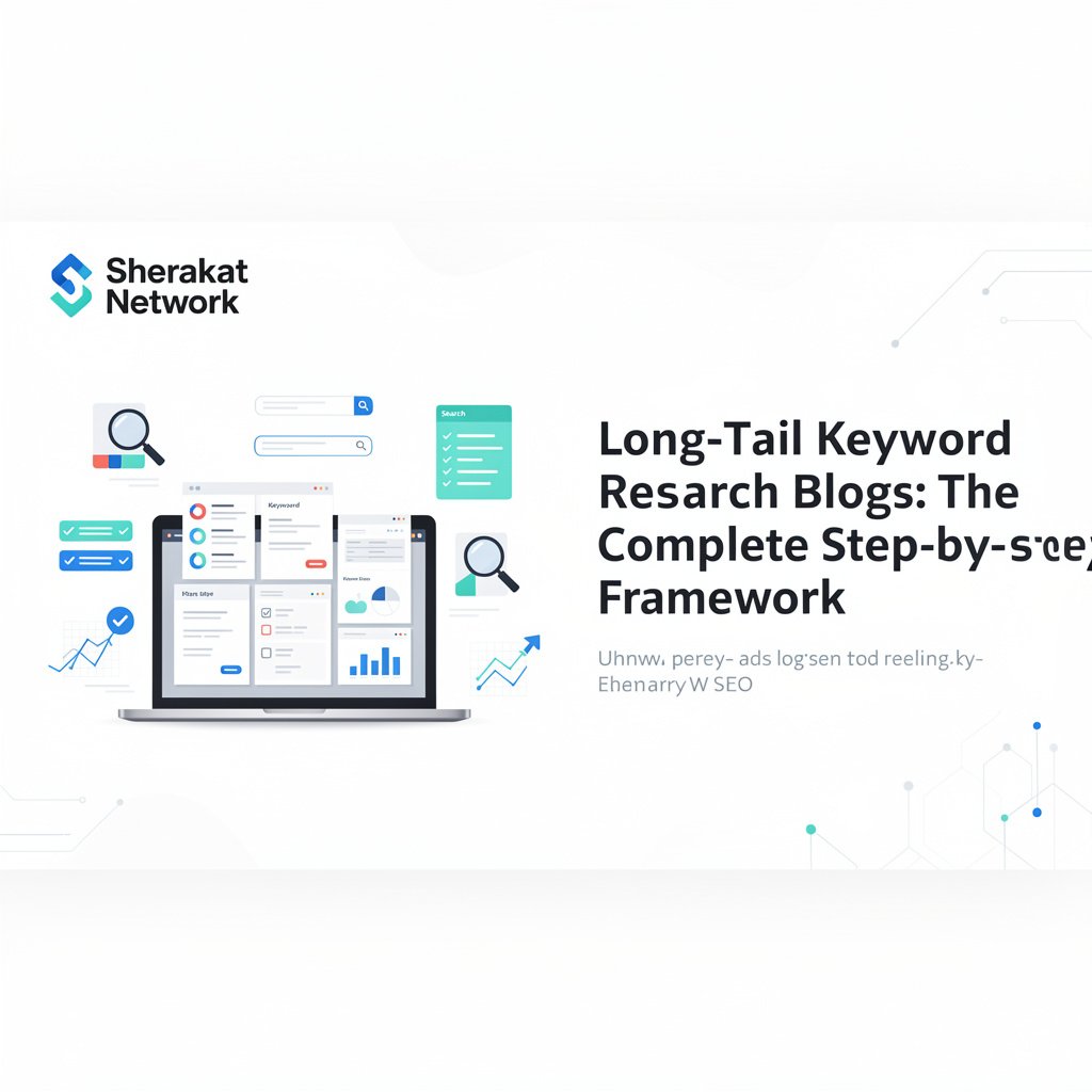 Step-by-step flowchart showing long-tail keyword research process from Search Console analysis to content creation