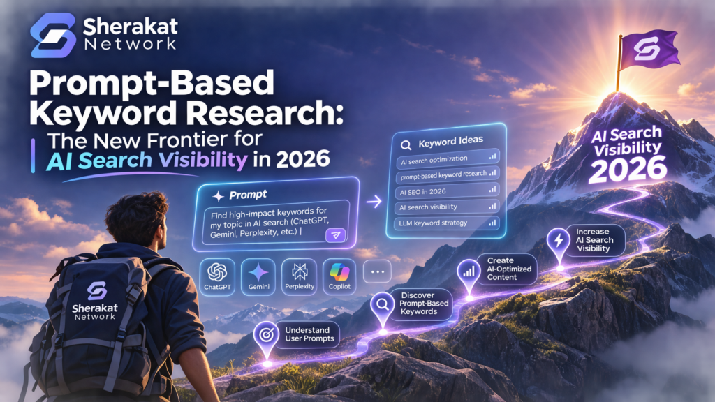 Flowchart showing prompt collection, clustering, fan-out mapping, and content optimization process for AI search