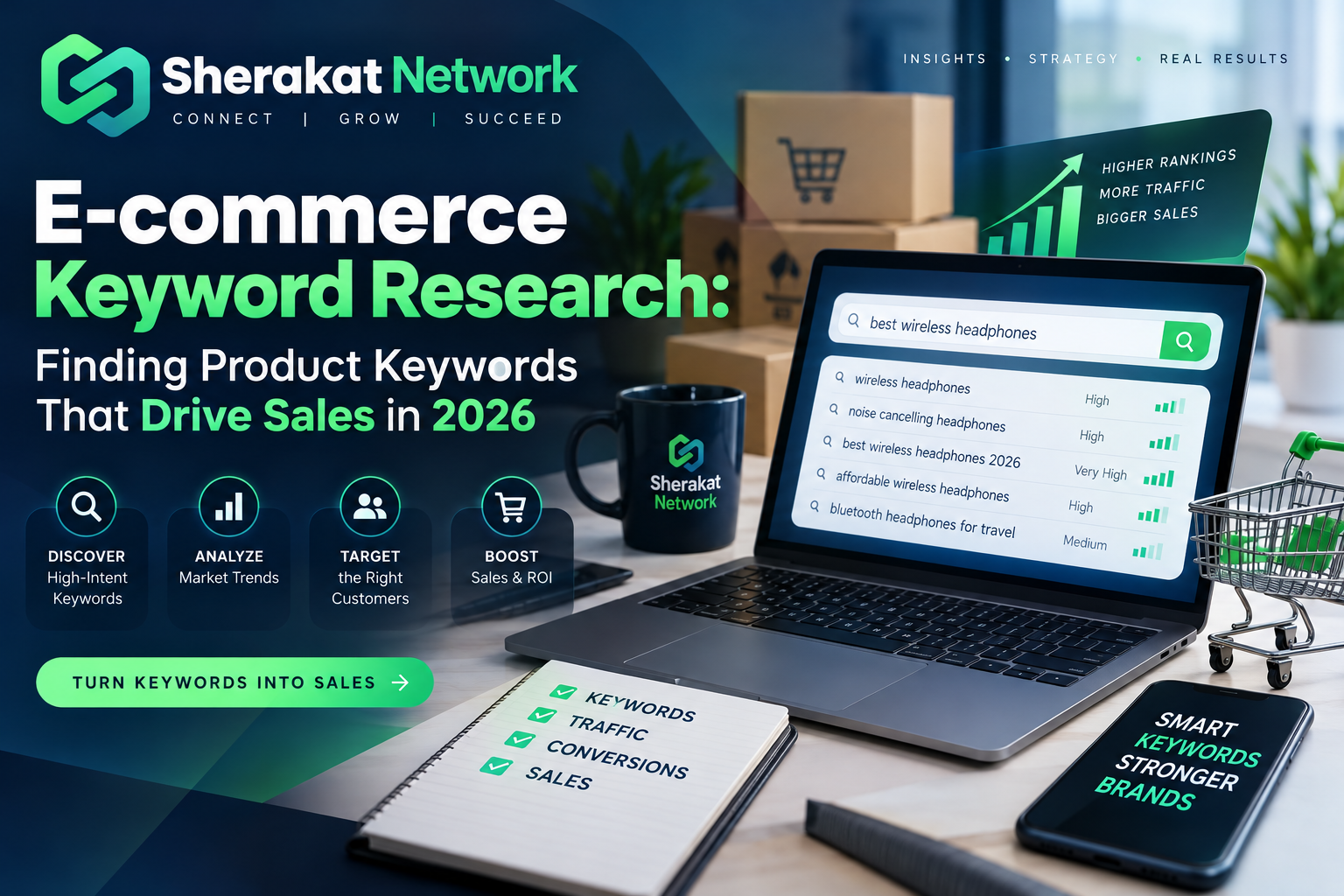 Diagram showing how transactional, commercial, and problem keywords map to product pages, category pages, and buying guides